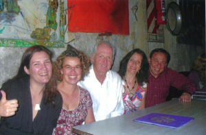 Enjoying a night out with Ana (our host) and house mates Roger & Mary from Vancouver, Canada.