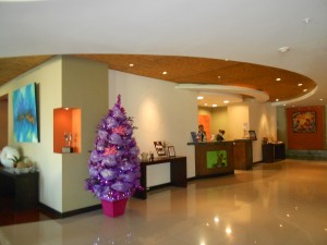 Inside the lobby of the Hotel Indigo San Jose