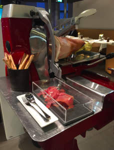 a meat slicer on a machine
