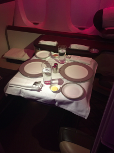 a table with plates and glasses on it