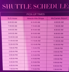 a schedule of a shuttle