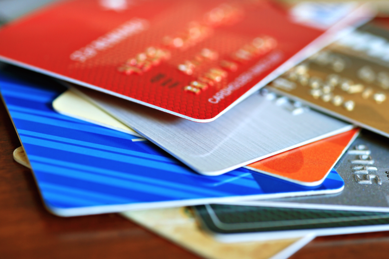 a close up of credit cards