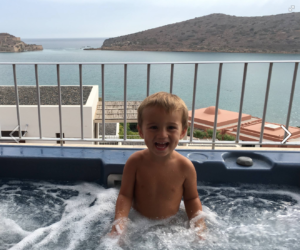 a child in a hot tub