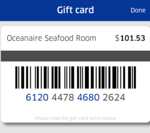 a gift card with a barcode