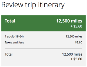 a screenshot of a review trip itinerary
