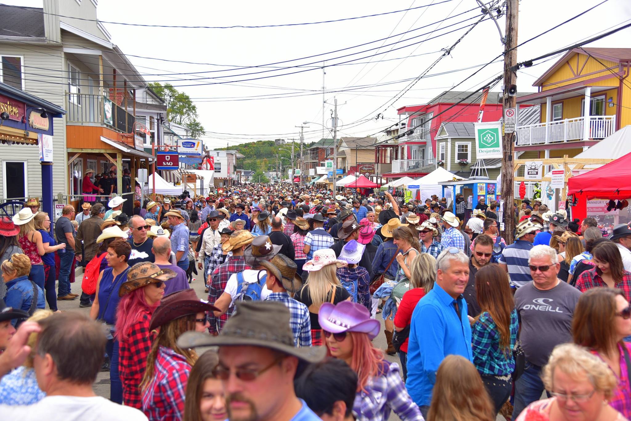 a large crowd of people walking down a street