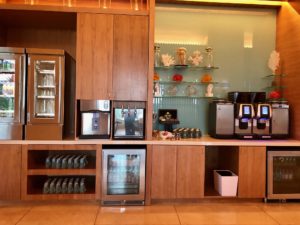 a coffee machine and a refrigerator