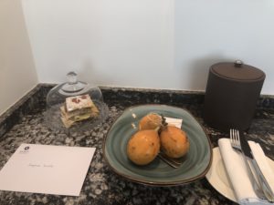 a plate of food on a counter