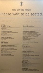 a menu on a wall